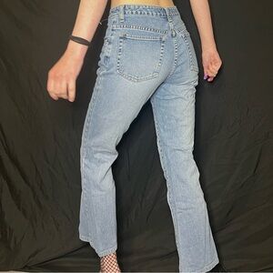 mid rise mid wash faded Giordano straight leg denim jeans